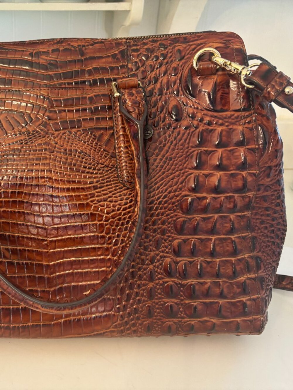Brahmin Large Finley Carryall Satchel Purse Handbag Pecan Melbourne - Picture 13 of 14